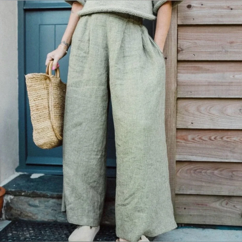The Make Shed Metamorphosis Linen Trousers in Sage Green - Sustainable Brand - Picture 2 of 12